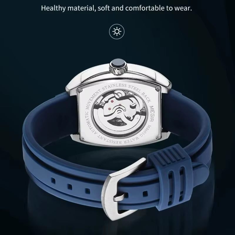 MEGIR 8601 Fashion Men Automatic Mechanical Watch Skeleton Luxurious Luminous Waterproof Casual Wristwatch for Man Reloj Hombre