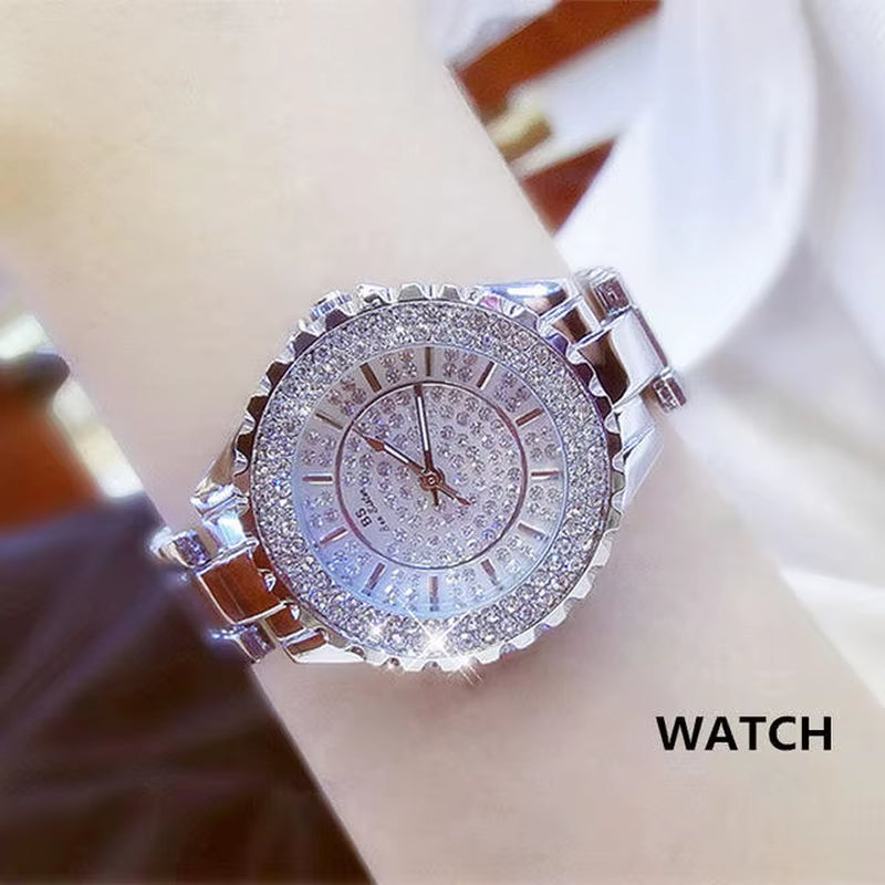 Women Watches 2024 Fashion Diamond Quartz Ladies Rose Gold Watch Luxury Stainless Steel Clock Dress Watch Ladies