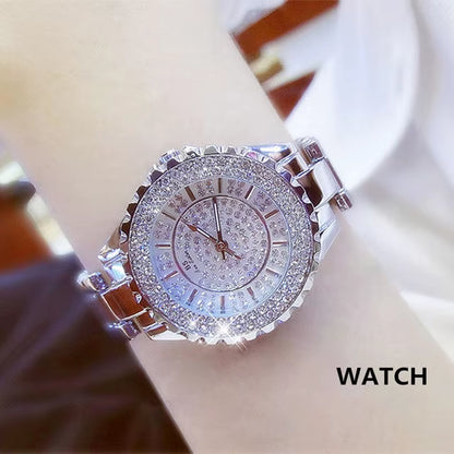 Women Watches 2024 Fashion Diamond Quartz Ladies Rose Gold Watch Luxury Stainless Steel Clock Dress Watch Ladies