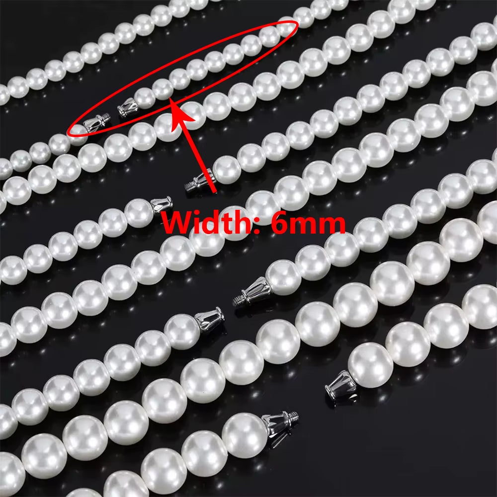 Hip Hop 6/8/10/12Mm Glass Pearl Bead White Pearls for Jewellery Making round Pearl Choker Necklace for Women