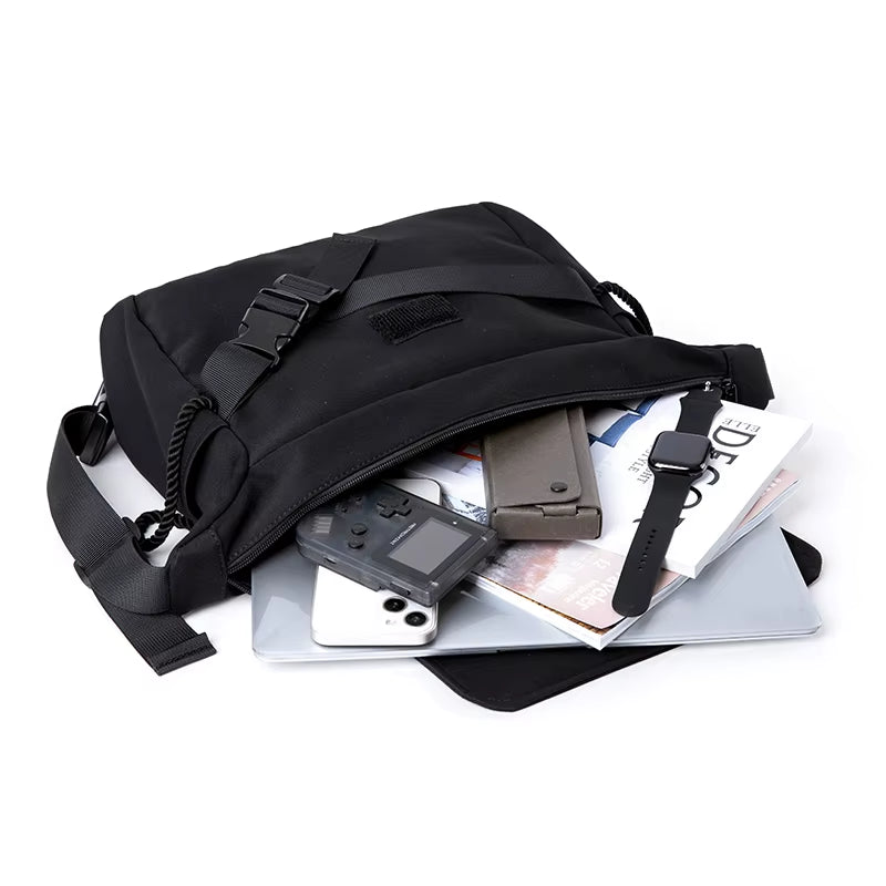 Customizable Men'S Crossbody Bag 12.9" Oxford Flap Messenger Bag Daily Life Waterproof Chest Bag