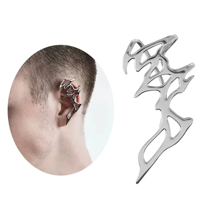 YW Ear Less Mechanical Style Silver Alloy Material Geometric Shape Ear Cuff Earrings