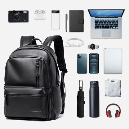 Eco-Friendly PU Leather Backpack Bags for Men Business Leather Laptop Travel Backpack