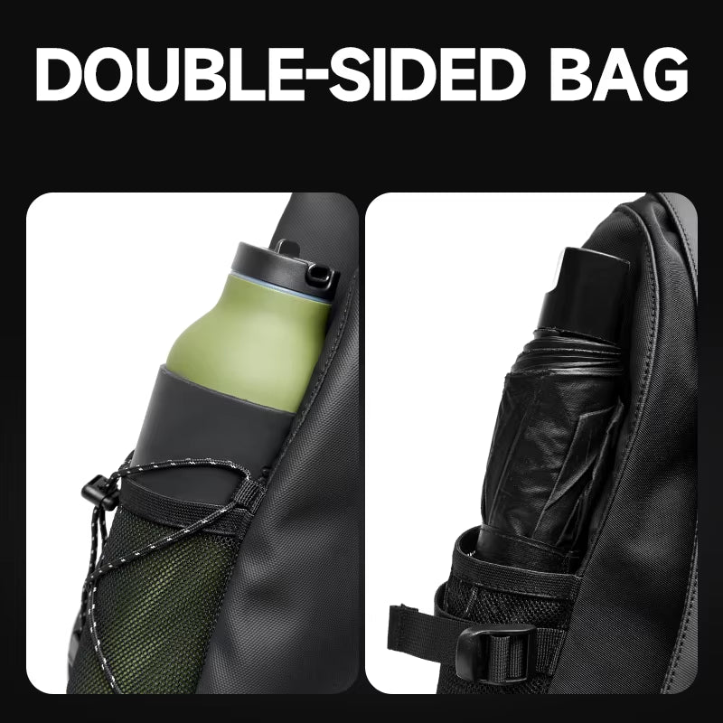 Luxury Men'S Chest Bag Waterproof Travel Crossbody Bags Embroidered Logo Leather Mixed Oxford Sports Causal Sling Bag for Men