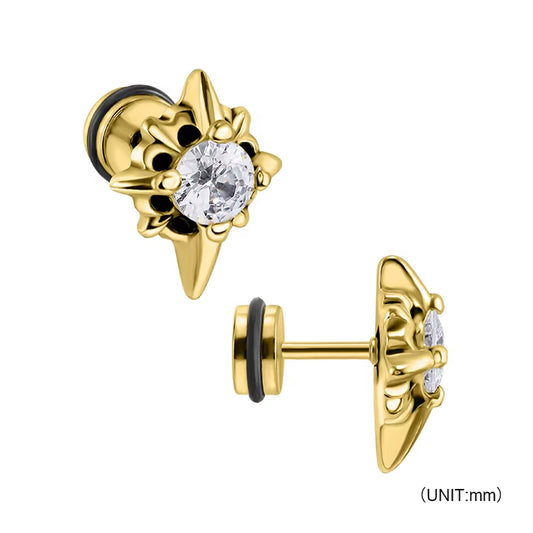 Wholesale Punk Style Single Zircon Prong Earrings Stainless Steel Vintage Obsidian Men Earrings