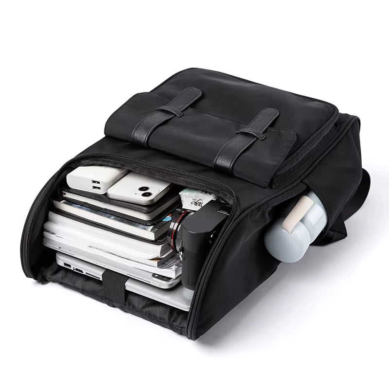 Laptop Backpack Leisure School Bag Stylish Daypack Large Capacity Fashion High Quality Waterproof for Men Black Polyester MOYYI