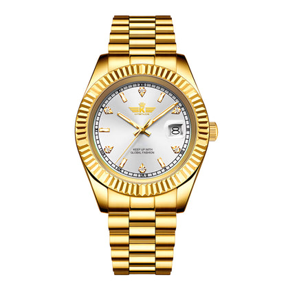 Luxury Men'S Business Wristwatch Waterproof Calendar Stainless Steel Quartz Watch Customized Logo for Men