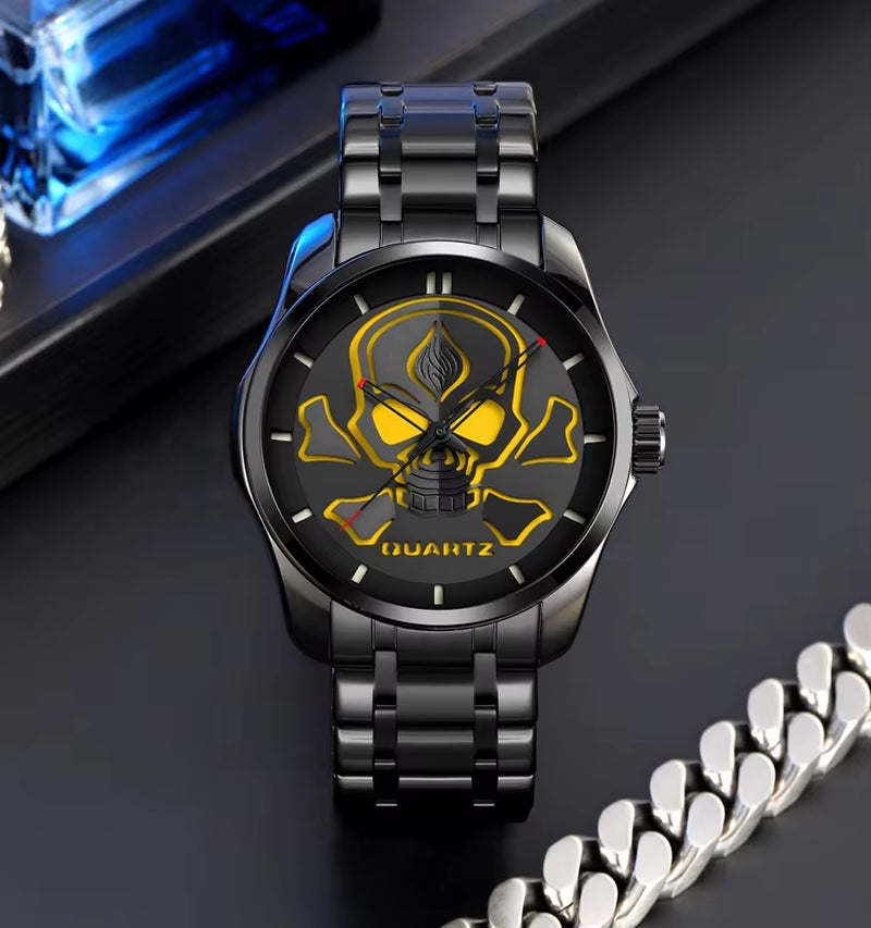 Wholesale SKMEI 9358 Skeleton Skull Hollow Face Fashion Sport Customize OEM Factory Men Quartz Watch Wrist