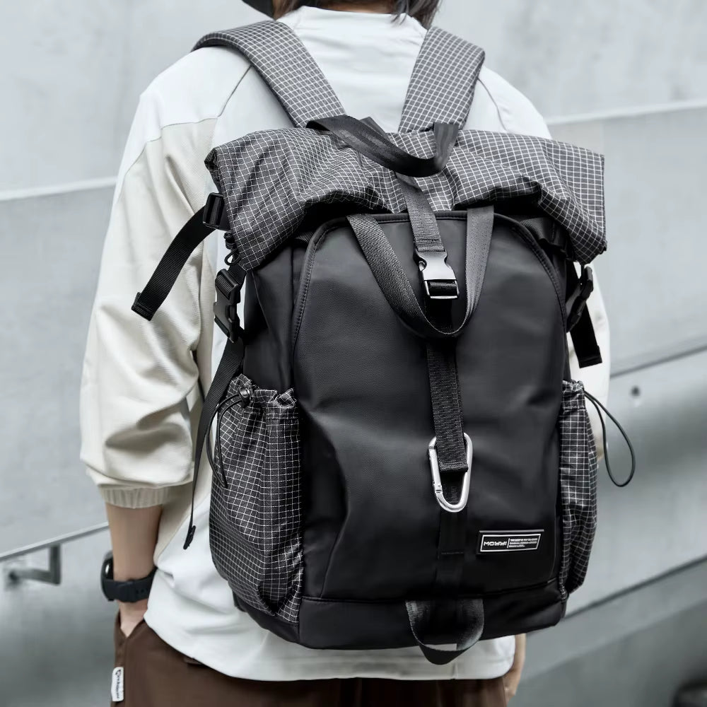 MOYYI Waterproof Outdoor Backpack Expandable Bags for Men Hiking Rolltop Travel Backpack Bags