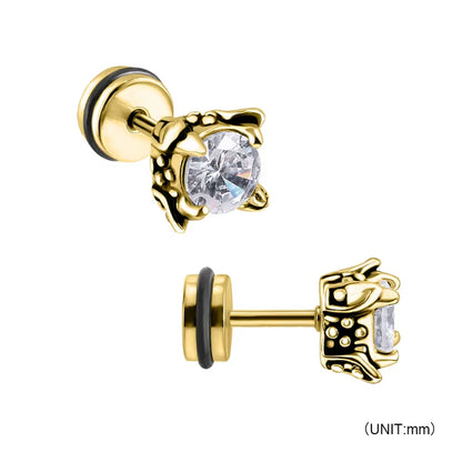Wholesale Punk Style Single Zircon Prong Earrings Stainless Steel Vintage Obsidian Men Earrings
