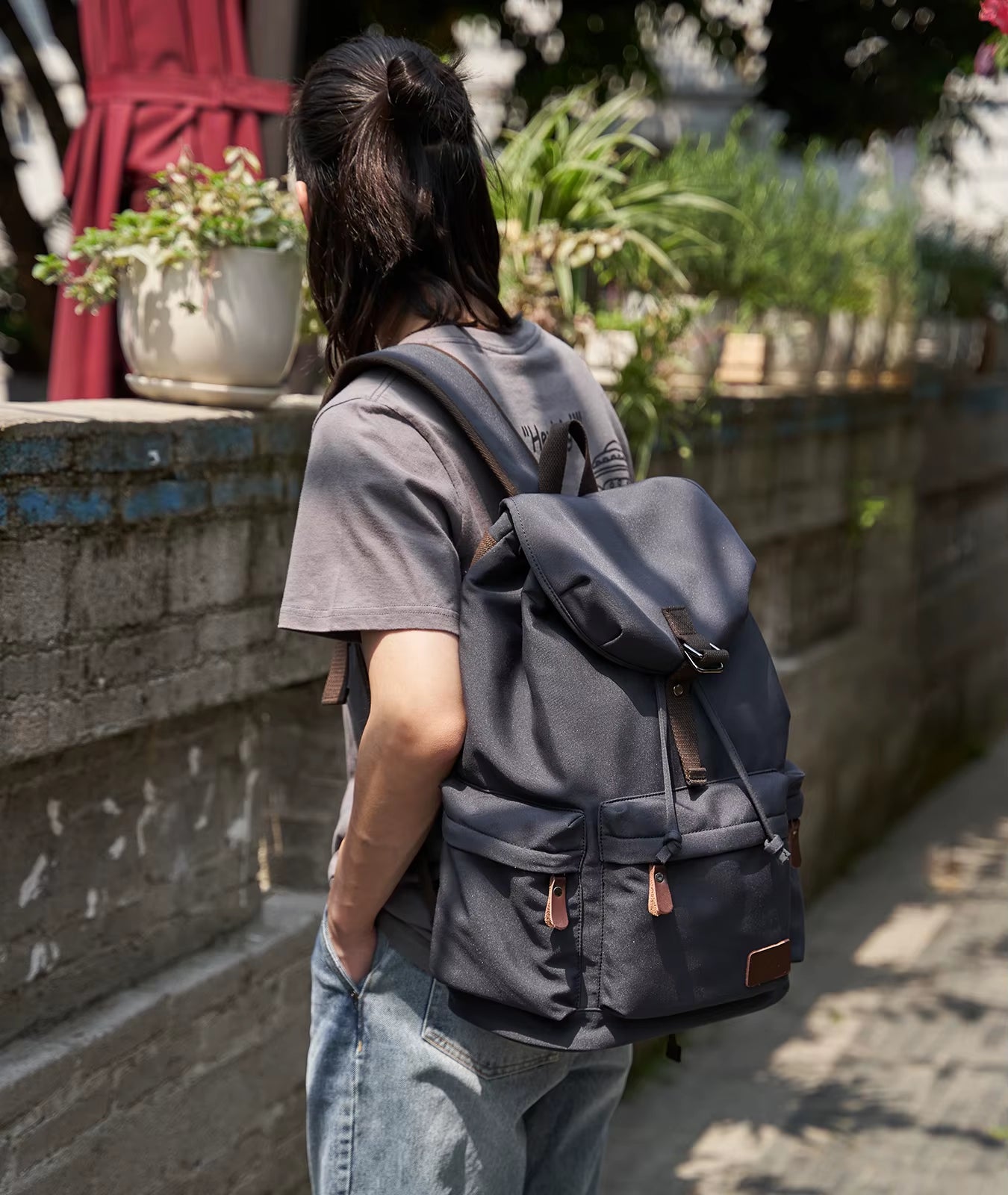 MOYYI Men'S Backpack Oxford Causal Knapsack Laptop Backpack for Men Unisex Waterproof School Travel Bag with Trolley Sleeve