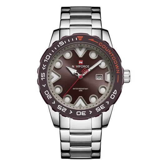 Preferred NF9178 Rotating Bezel Butterfly Double-Sided Buckle 44.5Mm Luminous Scale Steel Band Quartz Watch for Men