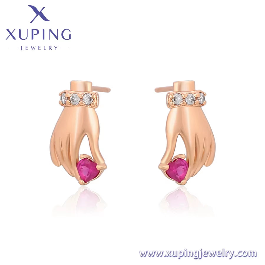 A00863948 Xuping Jewelry New Popular Personality Design Hand Diamond 18K Gold Luxury Unique Style Earrings