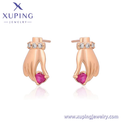 A00863948 Xuping Jewelry New Popular Personality Design Hand Diamond 18K Gold Luxury Unique Style Earrings
