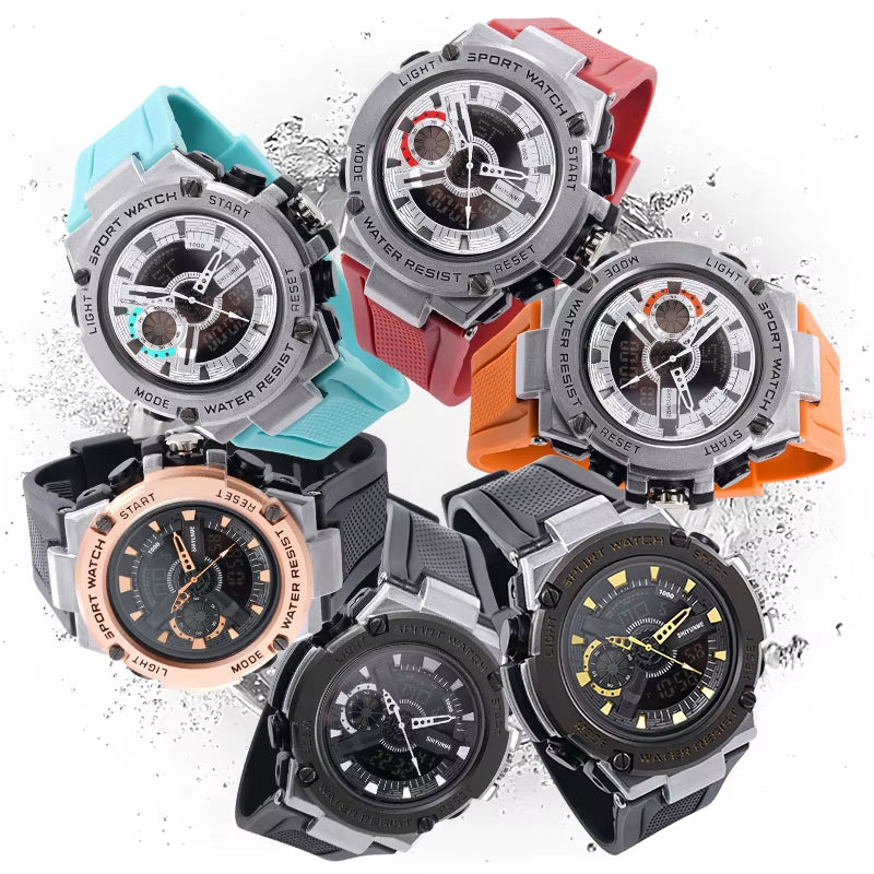 1809B Gold Digital Watch Men Sport Chronograph Alloy Case Waterproof Fashion Colorful Wristwatch Luxury Watches