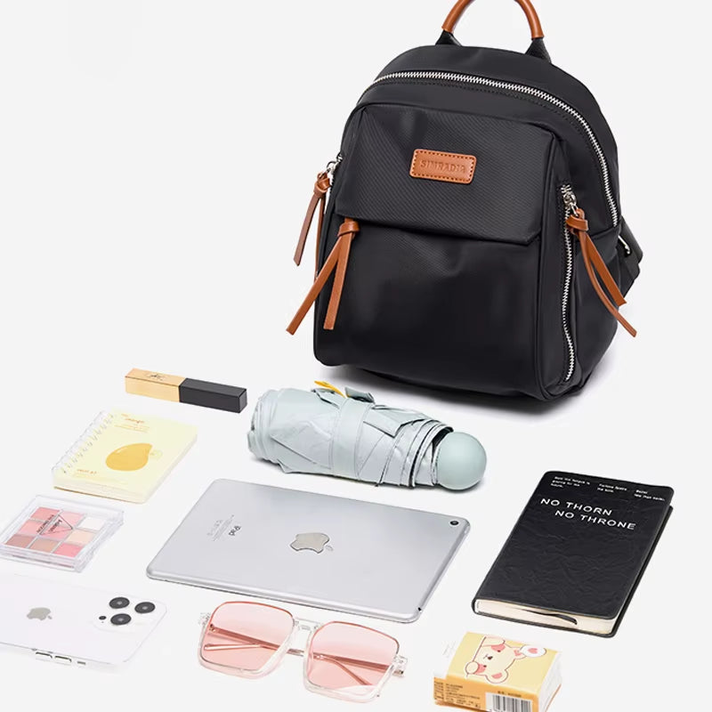 Simradia Fashion Small Women Backpack Waterproof Travel Lady Bags Black Weekend Backpacks for Girl School Bags