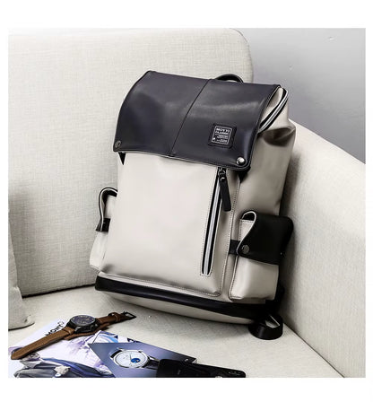 MOYYI Mochila Vegan Leather Dayback Teen Bookbags Laptop Bags for Men Backpacks