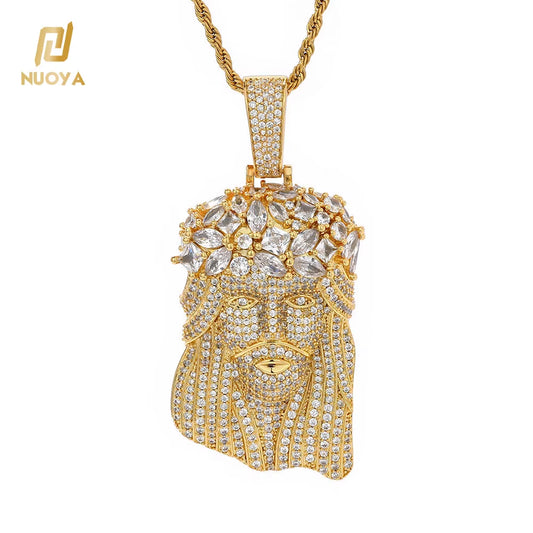 NUOYA Fine Hip-Hop Iced Out CZ Jesus Pendant Gold-Plated Shiny Zircon Charms Pendants Men'S and Women'S Rap Jewelry Wholesale