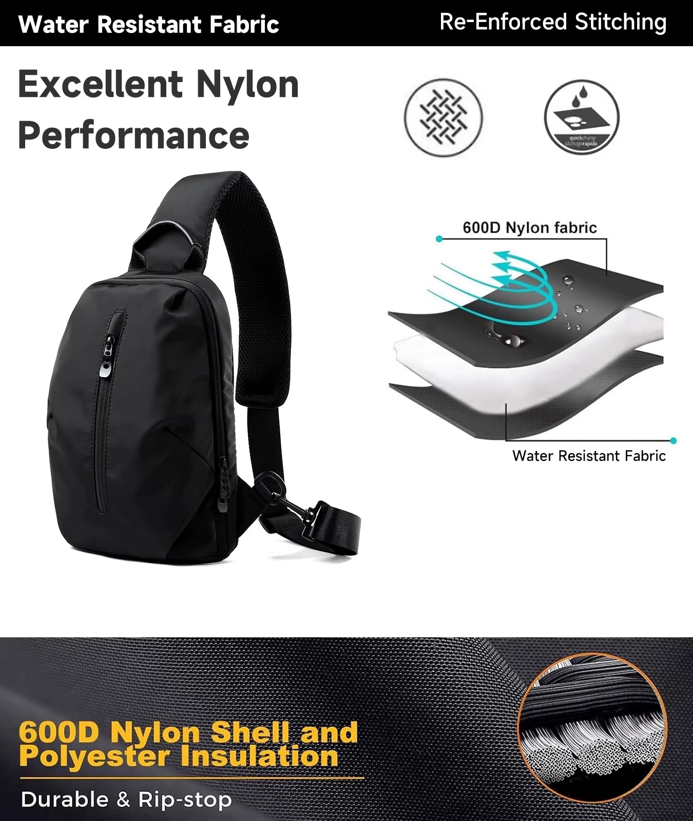 MOYYI Wholesale Waterproof Crossbody Bags for Men Outdoor Chest Sling Bags