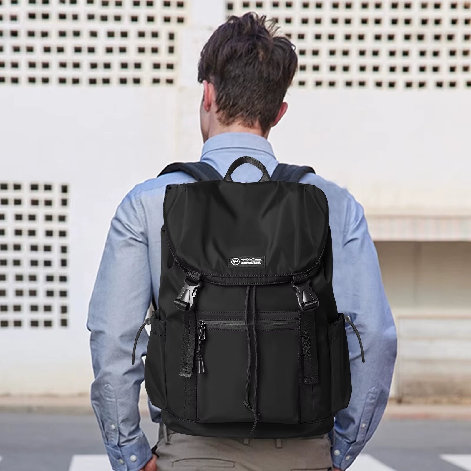 YMOIAT Casual Oxford Sports Backpack for Men Waterproof Zipper Laptop Backpacks Outdoor Travel Men'S Bag Rucksack