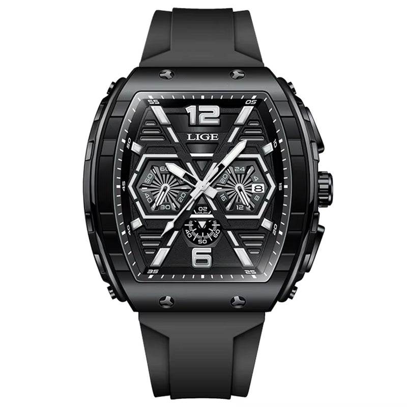 LIGE 89108 Business Wristwatch Waterproof Sport Men'S Watch Casual Silicone Date Quartz Wrist Watches for Men Relogio Masculino