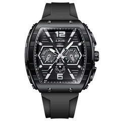 LIGE 89108 Business Wristwatch Waterproof Sport Men'S Watch Casual Silicone Date Quartz Wrist Watches for Men Relogio Masculino