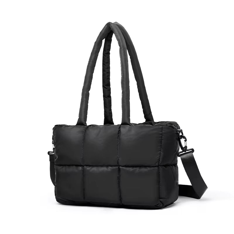 Newest Women'S Tote Puffer Bag Waterproof Black Lady Handbags Winter Cotton Padded Quilted Shoulder Crossbody Bag for Women