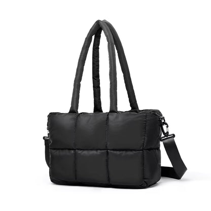 Newest Women'S Tote Puffer Bag Waterproof Black Lady Handbags Winter Cotton Padded Quilted Shoulder Crossbody Bag for Women