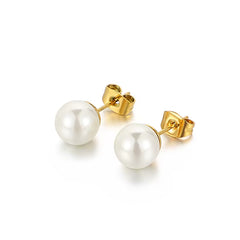 Olivia Natural Freshwater Pearl Earring 6Mm 8Mm Simple Gold Silver Stainless Steel Women Jewelry Pearl Stud Earrings