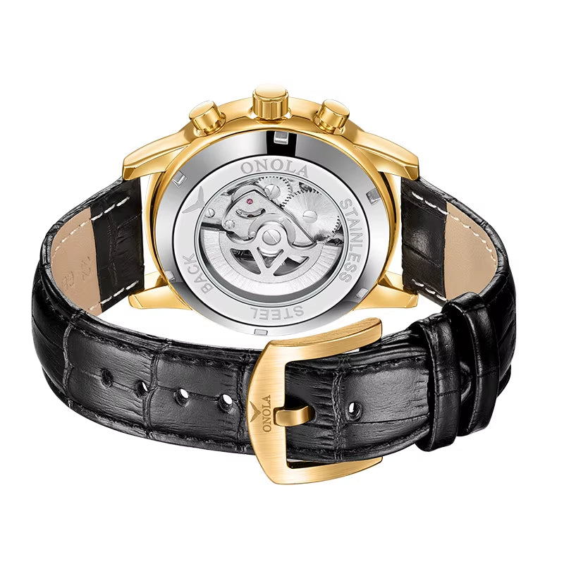 ONOLA 6834 Brand Luxury Mechanical Watches Steel Band Analog Wrist Watch Automatic Watch for Men