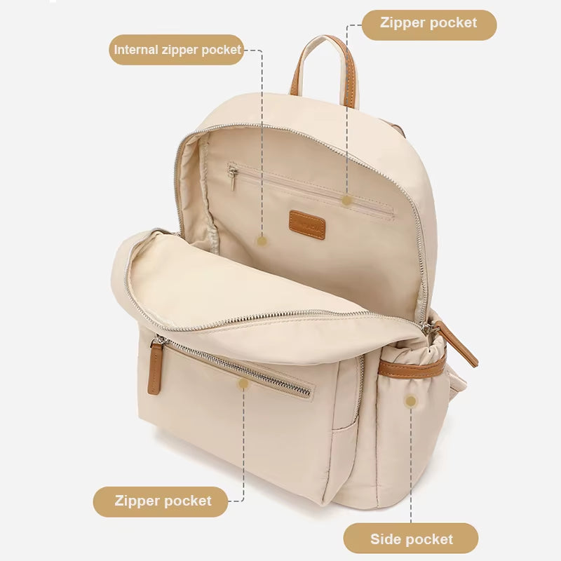Simradia Fashionable 14 Inch Ladies' Laptop Backpack Waterproof PVC Leather with Zipper Closure Polyester Lining for Outdoor