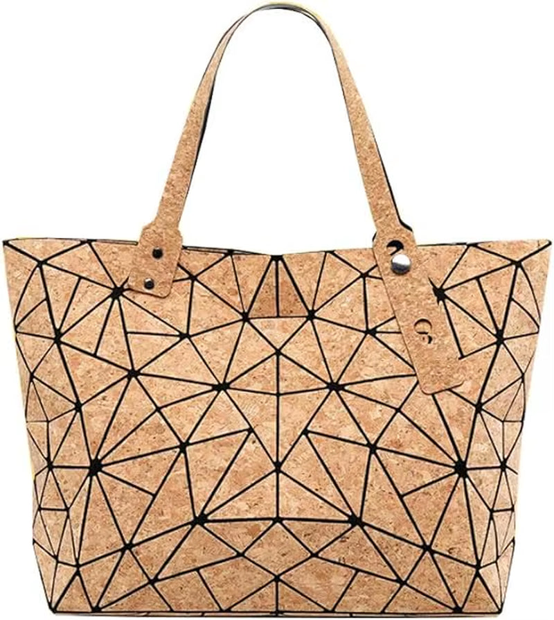 Cork Shoulder Bag for Women & Girl Tote Beach Bag Women Gift Geometric Tote Bag