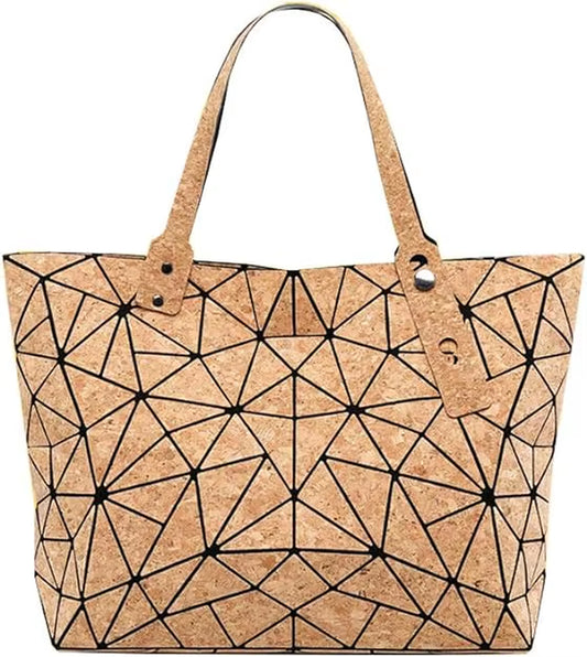 Cork Shoulder Bag for Women & Girl Tote Beach Bag Women Gift Geometric Tote Bag
