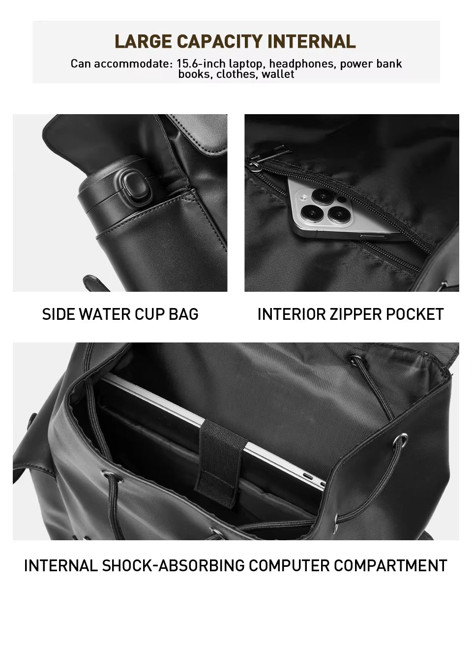 MOYYI Luxury PU Leather Bags for Men'S Backpack Business Travel Laptop Backpack