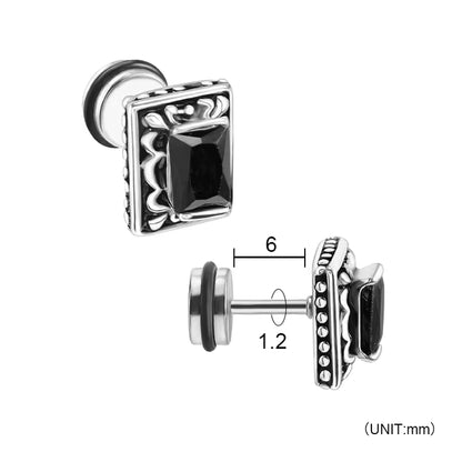 Wholesale Punk Style Single Zircon Prong Earrings Stainless Steel Vintage Obsidian Men Earrings
