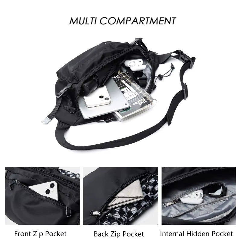 MOYYI Oxford Travel Sport Waist Bags for Men Shoulder Bags Men Crossbody Bags