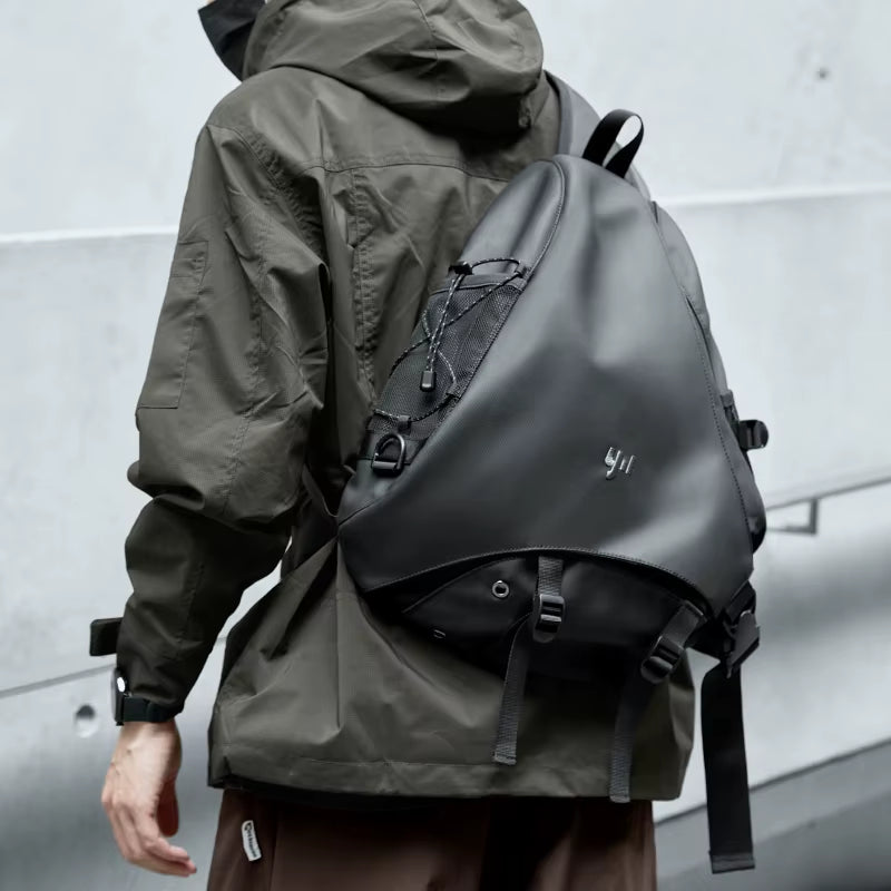 Luxury Men'S Chest Bag Waterproof Travel Crossbody Bags Embroidered Logo Leather Mixed Oxford Sports Causal Sling Bag for Men