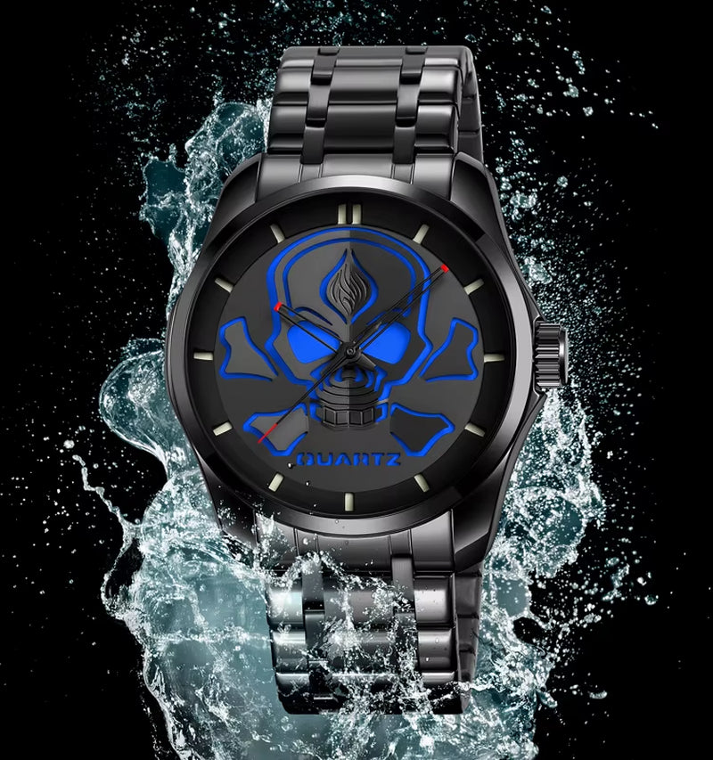 Wholesale SKMEI 9358 Skeleton Skull Hollow Face Fashion Sport Customize OEM Factory Men Quartz Watch Wrist