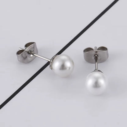 Olivia Natural Freshwater Pearl Earring 6Mm 8Mm Simple Gold Silver Stainless Steel Women Jewelry Pearl Stud Earrings