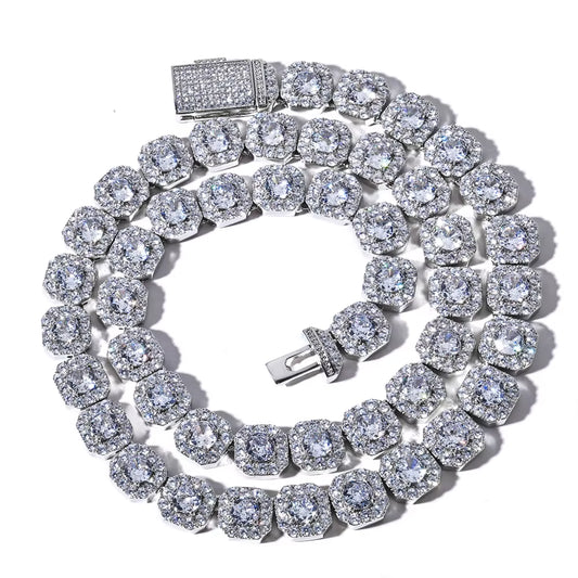 NUOYA Clustered Tennis Chain Necklace Gold Plated 10Mm 12Mm Iced Out Zircon Bling Choker Hip Hop Jewelry