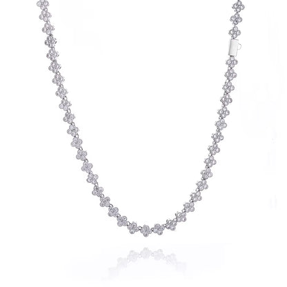 NUOYA Women'S Gold Plated Diamond Chain Necklace Four Leaf Clover Plum Blossom Shiny Zircon Hip Hop Jewelry