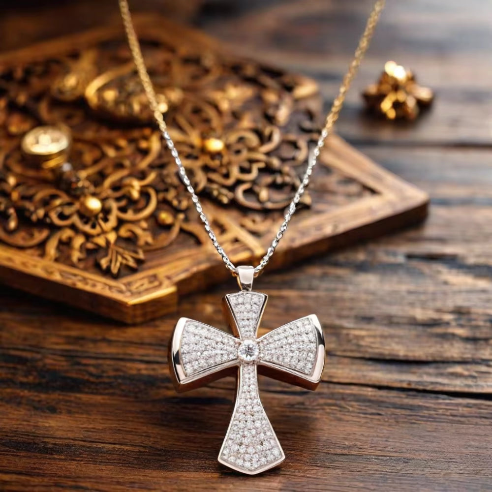 Fine Jewelry Cross Pendant & Charms Sterling Silver Jewelry Religious Party Zircon Sterling Silver 925 Jewellery Pendant Chain