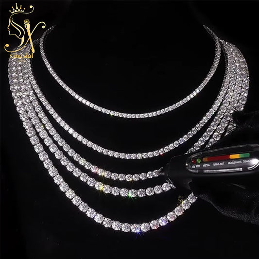 Wholesale Luxury Men Women Hip Hop Fine Jewelry 2Mm 3Mm 4Mm 5Mm Diamond 925 Silver Bracelet VVS Moissanite Tennis Chain Necklace