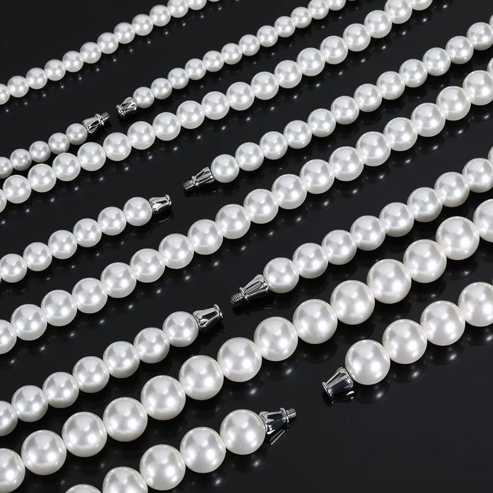 Hip Hop 6/8/10/12Mm Glass Pearl Bead White Pearls for Jewellery Making round Pearl Choker Necklace for Women