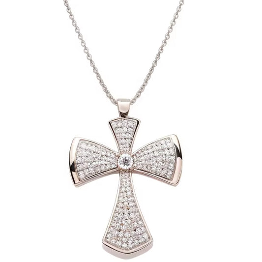 Fine Jewelry Cross Pendant & Charms Sterling Silver Jewelry Religious Party Zircon Sterling Silver 925 Jewellery Pendant Chain