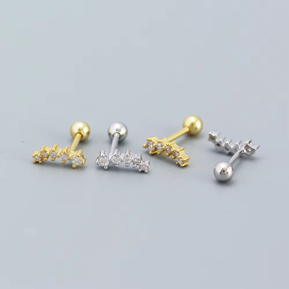 KR Colored Zircon Earrings S925 Sterling Silver Ins Style Flower Inlaid Diamond Screws Earrings Wholesale
