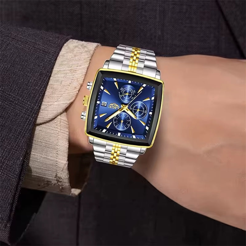 LIGE 89208 2025 Fashion Square Mens Watch Business Watches Men Waterproof Luminous Chronograph Quartz Wristwatches Reloj Hombre