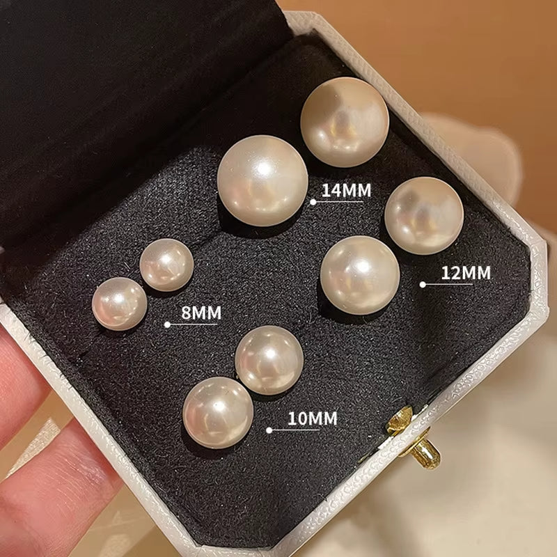 Olivia Natural Freshwater Pearl Earring 6Mm 8Mm Simple Gold Silver Stainless Steel Women Jewelry Pearl Stud Earrings