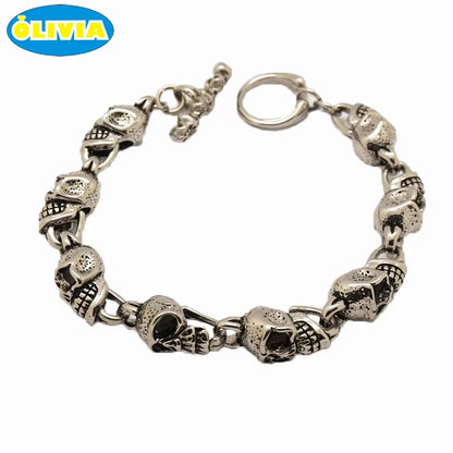 Factory Custom Hiphop Latest Design Daily Wear Skull Silver Plated 316L Stainless Steel Cuff Bangle