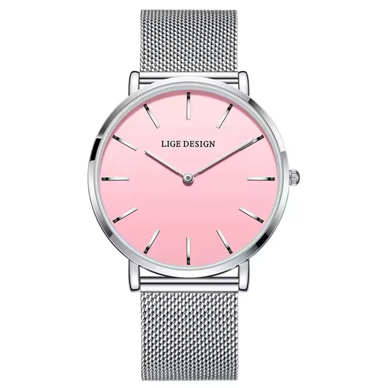 LIGE 89191 Elegant Women Watches Fashion Simple Ladies Quartz Clock Lady Wristwatch Waterproof Ultra-Thin Watch Relogio Feminino